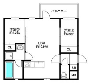 MODERN ASPIRATION 薬院Court【2階】の間取り