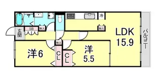 甲子園三番町ハイツ【2階】の間取り