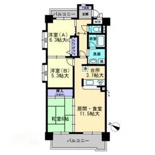 アンピール別府Ⅱ【5階】の間取り