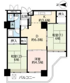UR武庫川 19号棟【23階】の間取り