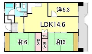 UR武庫川 28号棟【4階】の間取り