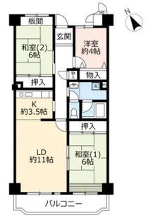 UR今津浜パークタウン 12号棟【6階】の間取り