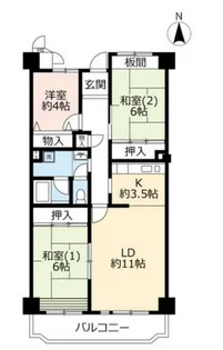 UR今津浜パークタウン 12号棟【6階】の間取り