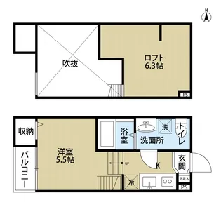 macaron mou 瓦宮【2階】の間取り
