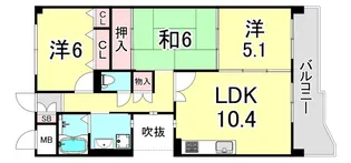KDXレジデンス夙川ヒルズ3番館【4階】の間取り