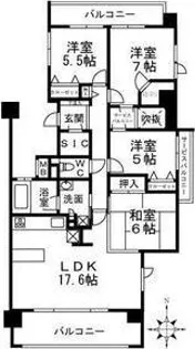 ザ・ガーデネスクシティアクア館【2階】の間取り