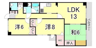 バッハレジデンス西宮上ヶ原【6階】の間取り