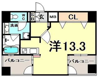 プレジール三ノ宮【9階】の間取り