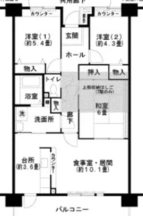 UR西宮マリナパークシティ丘のある街 6号棟【6階】の間取り