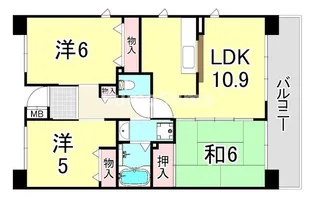 URパークタウン西武庫 9号棟【8階】の間取り