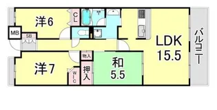甲子園三番町ハイツ【2階】の間取り