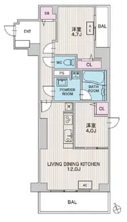 パークフラッツ安堂寺町【5階】の間取り