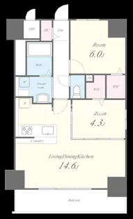 ル・シエール清水【14階】の間取り