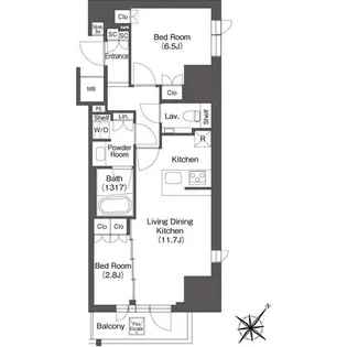 レフィールオーブ代々木【7階】の間取り