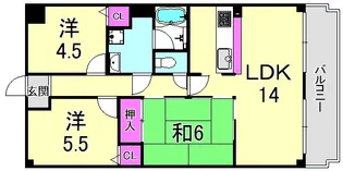 ロイヤルシャトー門戸【6階】の間取り