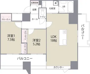 ザ・クロスメント【11階】の間取り