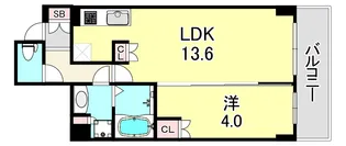 ローレルタワー堺筋本町【19階】の間取り