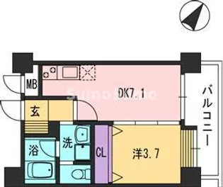 コンダクト福岡東【6階】の間取り
