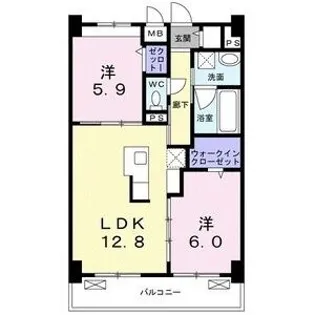 ミルト熊野【6階】の間取り