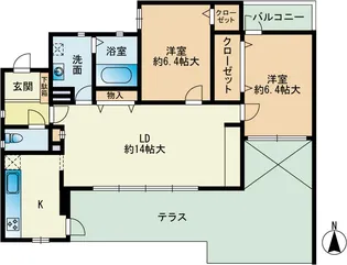 カルシア小戸ナチュア【2階】の間取り