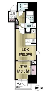 レジュールアッシュ谷町四丁目グランクラス【2階】の間取り