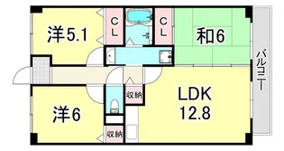サンリット立花【3階】の間取り