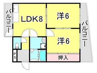 須磨の浦ビューハイツ【3階】の間取り