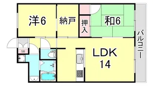 レインボー甲東【3階】の間取り