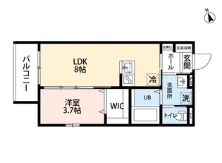 グランソレイユ西新【1階】の間取り