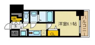 プレサンスタワー難波WEST【8階】の間取り