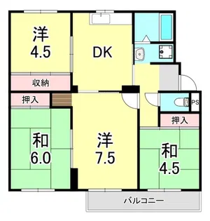 高倉台1団地2号棟【4階】の間取り