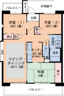 URパークタウン西武庫 10号棟【5階】の間取り