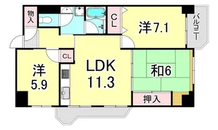UR武庫川 22号棟【10階】の間取り