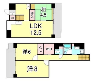 UR武庫川 11号棟【4階】の間取り