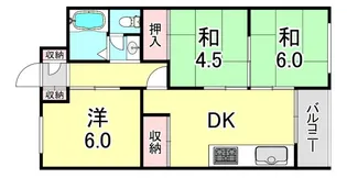 夢野ハイタウン1号棟【10階】の間取り
