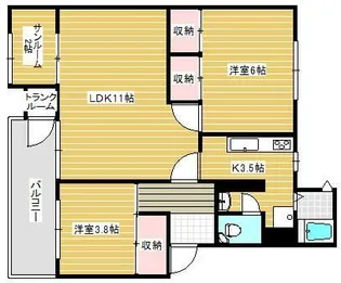 北須磨団地C3号棟【3階】の間取り