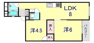 甲子園第3コーポラス【2階】の間取り