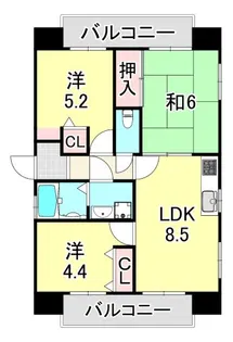 セントラルハイツ三宮東【6階】の間取り