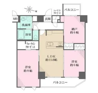 グルーブAriaトアロード【12階】の間取り