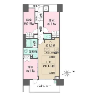 ザ・パークハウス宝塚【14階】の間取り