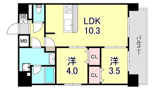 プレサンス神戸長田マリエント【8階】の間取り