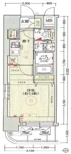 エステムコート難波Ⅱアレグリア【6階】の間取り
