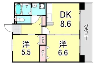 UR浜甲子園さくら街 16号棟【8階】の間取り