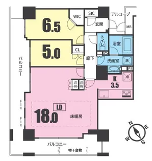 ザ・レジデンス神戸元町通【11階】の間取り