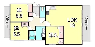 デュオ苦楽園【3階】の間取り