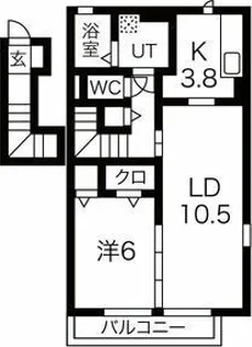 ヴィラージュ桜ガ丘【2階】の間取り