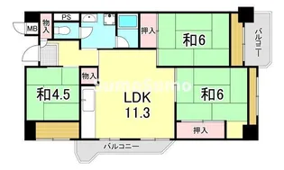 UR武庫川 20号棟【13階】の間取り