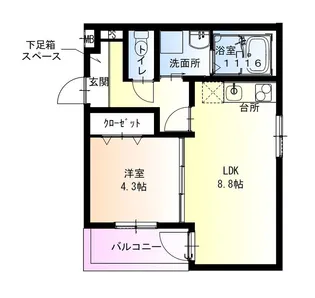 フジパレス西宮甲東園Ⅲ番館【1階】の間取り