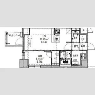 S-RESIDENCE阿波座chiaro【2階】の間取り