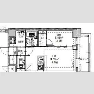 S-RESIDENCE阿波座chiaro【10階】の間取り